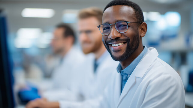 Diverse Multi-Ethnic Team of Scientists in Medical Research Laboratory