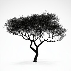 Black and White Stylized Tree Clipart for Creative Projects