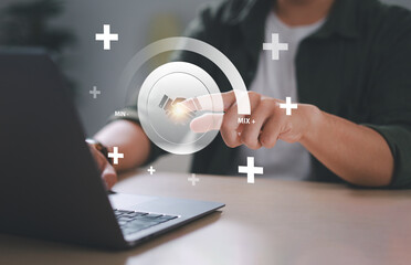 Financial investment, business partnership handshake, reliable cooperation and reliable partners,...