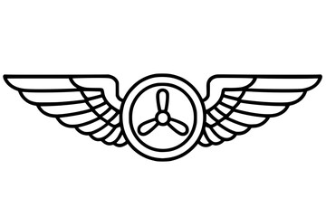 Vector Illustration of Pilot Wings Emblem with Propeller