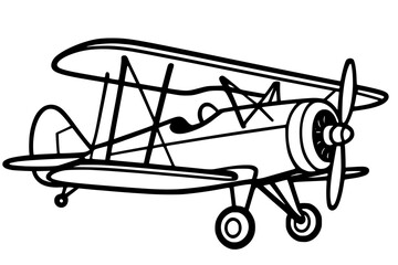 Vector Illustration of Vintage Biplane Aircraft