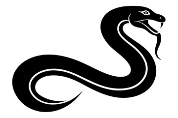 Fototapeta premium Stylized Black Snake, Vector Illustration, Reptile Design