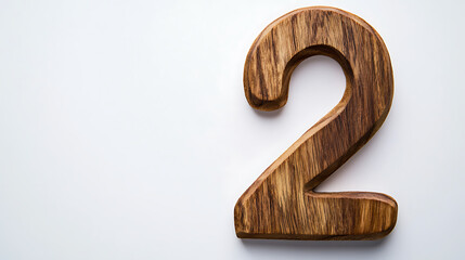 Stunning wooden number two for rustic designs, handmade crafts and educational materials, natural oak finish