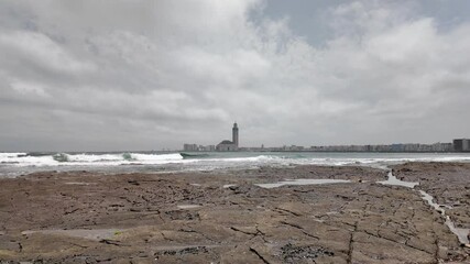 Hassan II Mosque Exterior View with Ocean – Casablanca, Morocco June 21, 2025