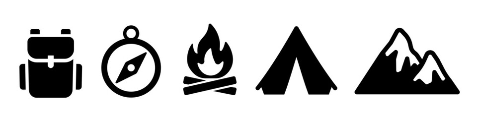 outdoor icon. hiking icon set