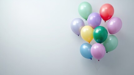 A Colorful Bunch of Balloons in Various Colors Against White Background