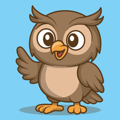 Cartoon Illustration of a Happy Owl Mascot