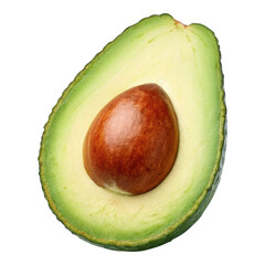 Halved avocado with visible pit vibrant green flesh isolate half seed fruit