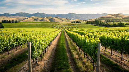 Fototapeta premium The rolling vineyards of Marlborough Wine Region, a midjourney treat for wine lovers (1)