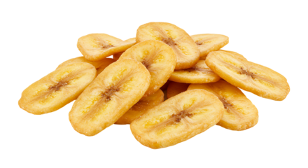 A pile of dried banana slices on a black background