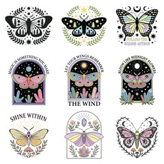 collection of  Beautiful Boho Butterfly Clipart for Sublimation and Print Use


