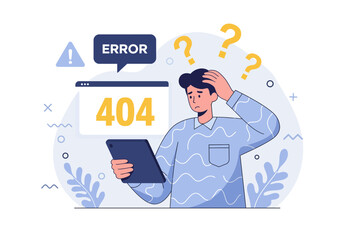 Page error 404 flat design vector illustration
