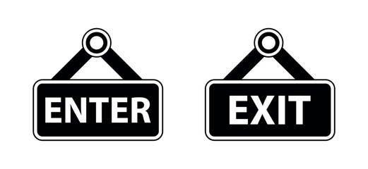 enter and exit icon. enter exit sign. enter exit sign board png and vector illustration on transparent background