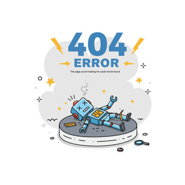 404 error page not found with broken robot vector illustration