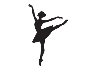 ballet dancer logo silhouette vector, ballet silhouette ballerina logo icon silhouette, ballet jumping dancer female dancer action pose black silhouette isolated on white background.