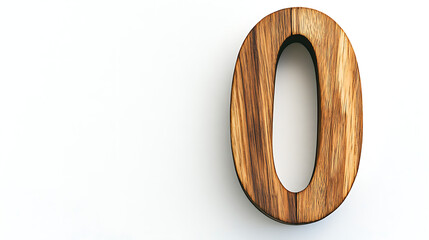 Stunning wooden number zero detail conveys natural warmth, ideal for rustic designs or educational materials