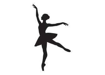 ballet dancer logo silhouette vector, ballet silhouette ballerina logo icon silhouette, ballet jumping dancer female dancer action pose black silhouette isolated on white background.