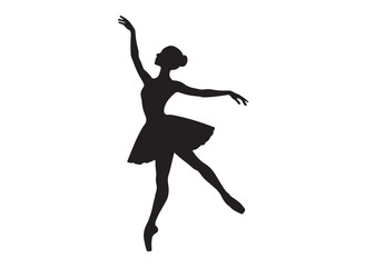 ballet dancer logo silhouette vector, ballet silhouette ballerina logo icon silhouette, ballet jumping dancer female dancer action pose black silhouette isolated on white background.