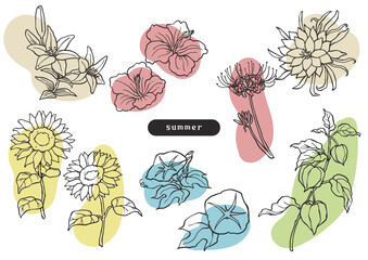 夏の花のシンプルラフなイラスト