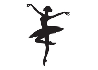 ballet dancer logo silhouette vector, ballet silhouette ballerina logo icon silhouette, ballet jumping dancer female dancer action pose black silhouette isolated on white background. © Adobe design