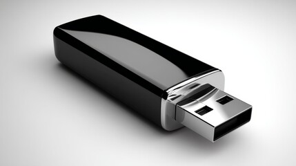 black single icon of USB drive isolated on white background, Film-style composition, theatrical lighting, movie-quality rendering.