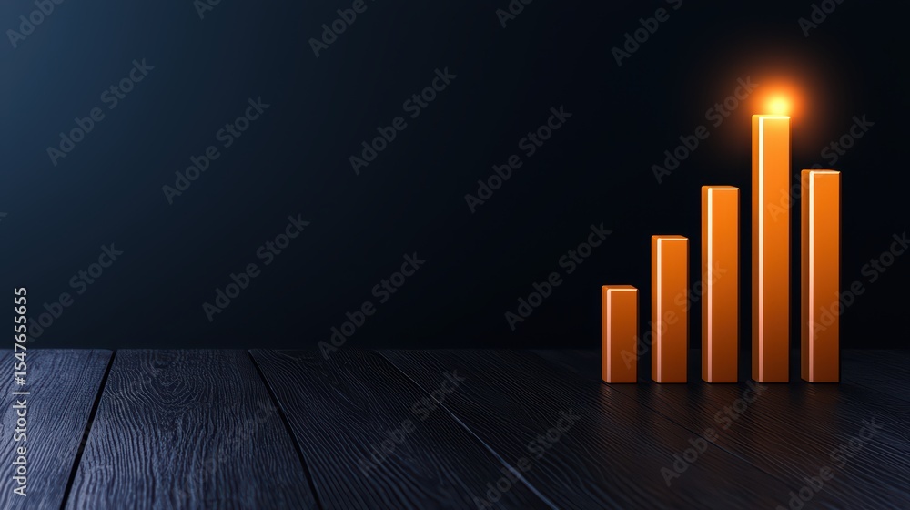 Poster abstract representation of growth and progress with orange bars on dark background for business and 