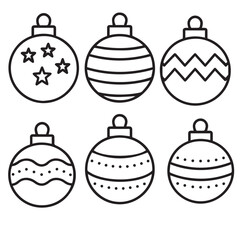 Six Simple Line Art Christmas Ornament Designs