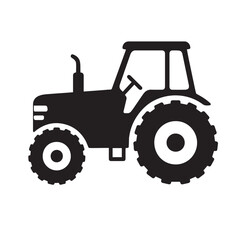 Simple black silhouette of a modern farm tractor.
