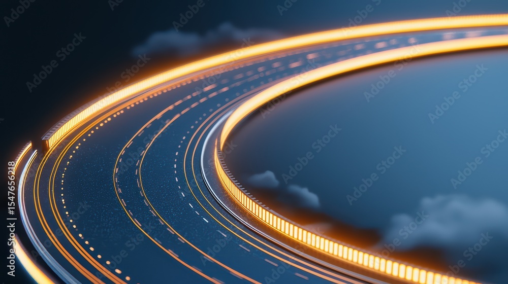 Poster abstract depiction of dynamic light trails on a dark background showcasing movement and energy in a 