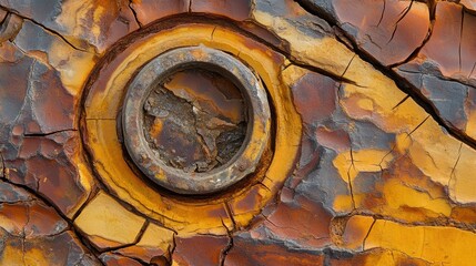 Fototapeta premium Close-up of Rusty Metal with Cracks and Texture in Warm Tones