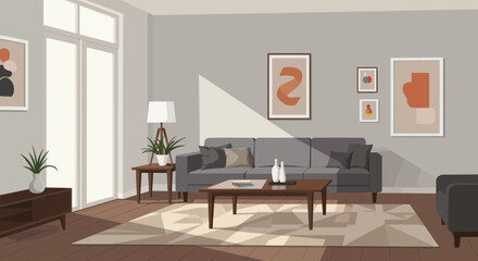 Contemporary Living Room with Natural Light and Abstract Art