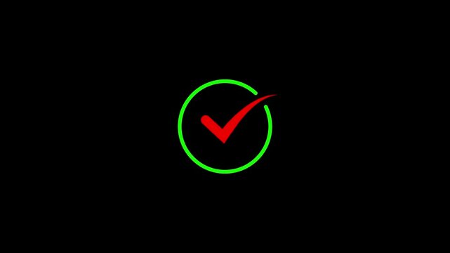 tik mark icon animation. black background check mark 4k video. Hand-Drawn tik Mark Animation on Black Background Animated OK Check Mark Icon Checkbox or Tick Doodle Animation.