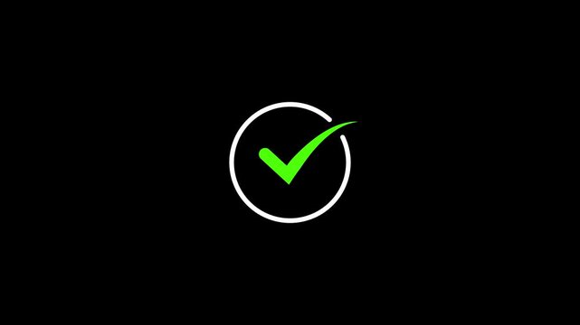tik mark icon animation. black background check mark 4k video. Hand-Drawn tik Mark Animation on Black Background Animated OK Check Mark Icon Checkbox or Tick Doodle Animation.