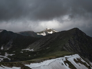 Gloomy mountains. Dark atmospheric, Altai