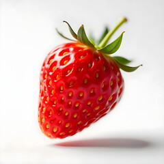 Close-up of two fresh strawberries on white background