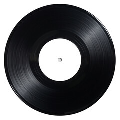 Obraz premium Black vinyl record with white label isolated on white background