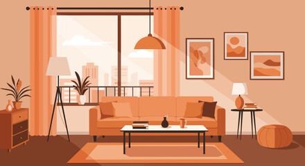 Contemporary Living Room with Natural Light and Abstract Art