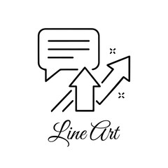 Communication Growth Line Art Icon, Business Communication Progress Outline