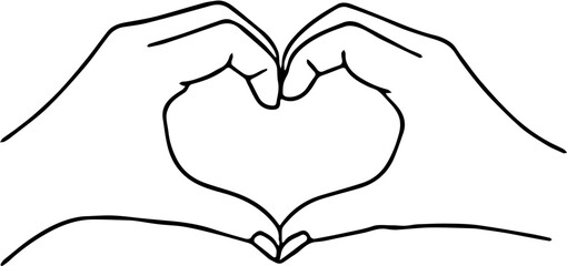 Two hands forming a heart shape vector silhouette,Hands forming a heart shape, displayed on a white background,Hands making a heart shape