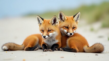 Fototapeta premium red fox cub, red fox vulpes, 