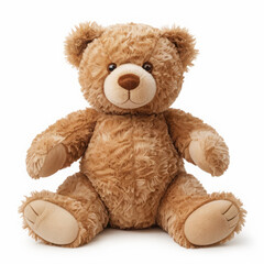 Fototapeta premium Adorable brown teddy bear plush toy isolated on white