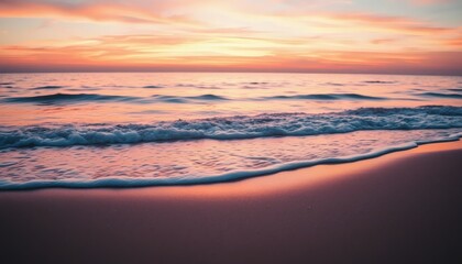 Sunset Beach Waves Seascape Dramatic Sky Coastal Landscape Serene Relaxation