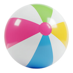 Obraz premium A vibrant beach ball features alternating white sections with pink yellow green and blue segments against a black background