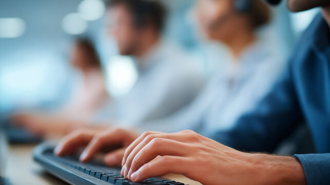 Diverse Multi-Ethnic Team Working in Technical Support Office