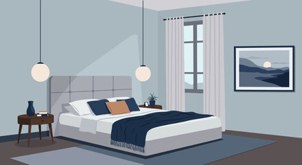 Modern Minimalist Bedroom with Scenic Mountain View