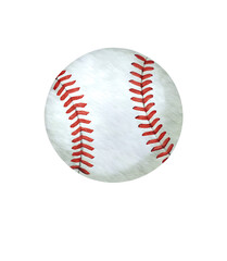 Watercolor style baseball on transparent background.