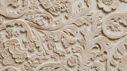 Intricate White Floral Relief Pattern Texture