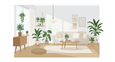 Contemporary Living Room with Natural Light and Abstract Art
