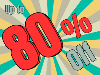 vector illustration of a discount sale - Up to 80% off discount