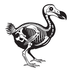 A flightless legacy in bone – Dodo skeleton silhouette outlined in minimal Dodo skeleton vector – Dodo skeleton illustration

